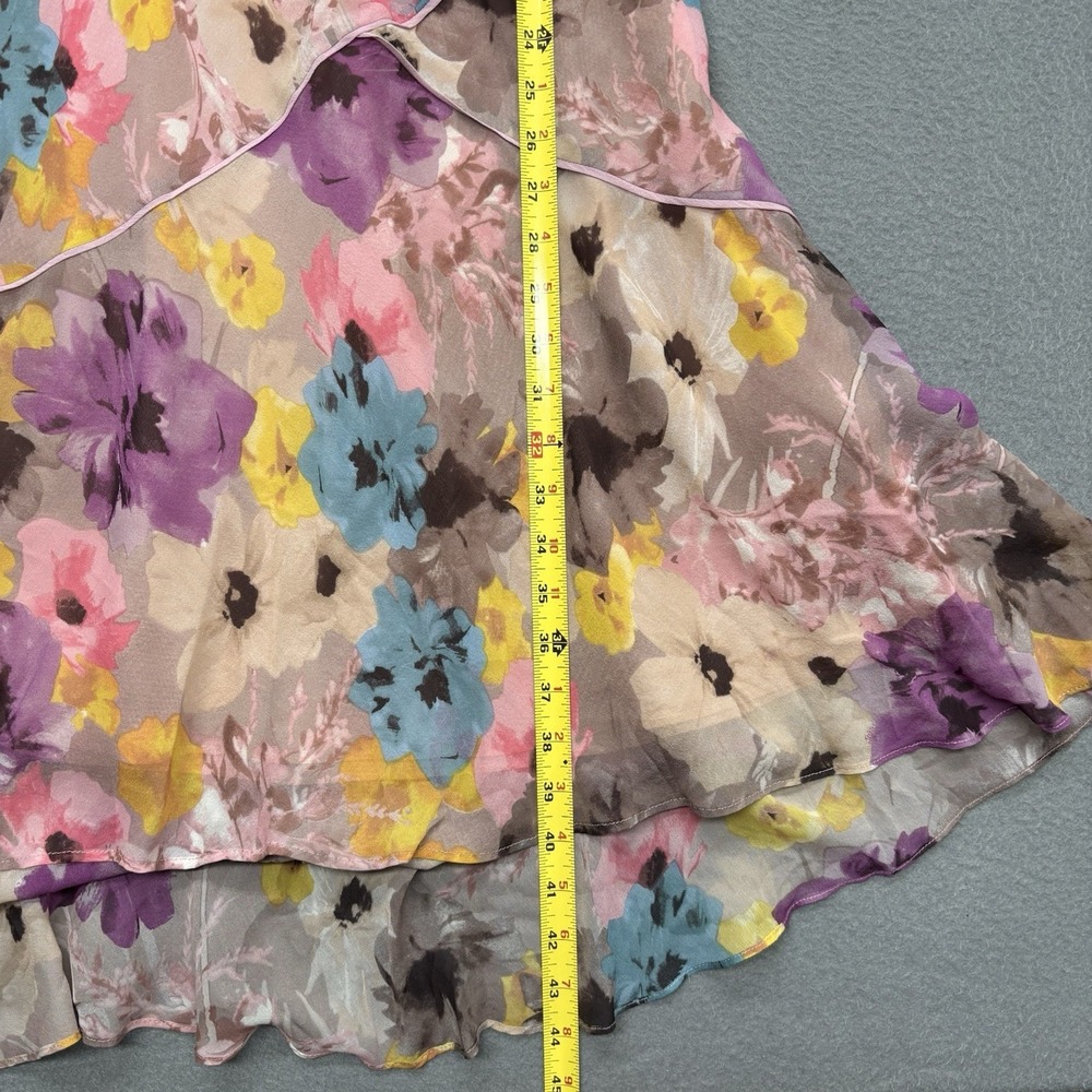 Sundance 100% Silk Chiffon Dress Flutter Sleeve V Neck Floral Whimsy Fairy Sz 4 - Picture 9 of 10